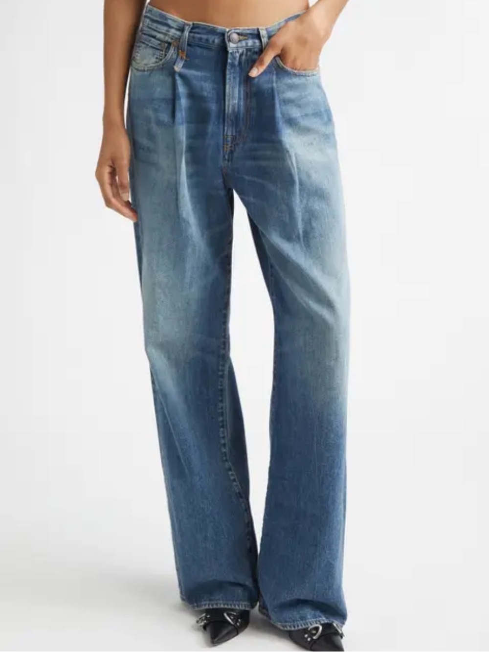 American Eagle Outfitters Super High Baggy Wide-Leg Jeans Medium Wash size 10